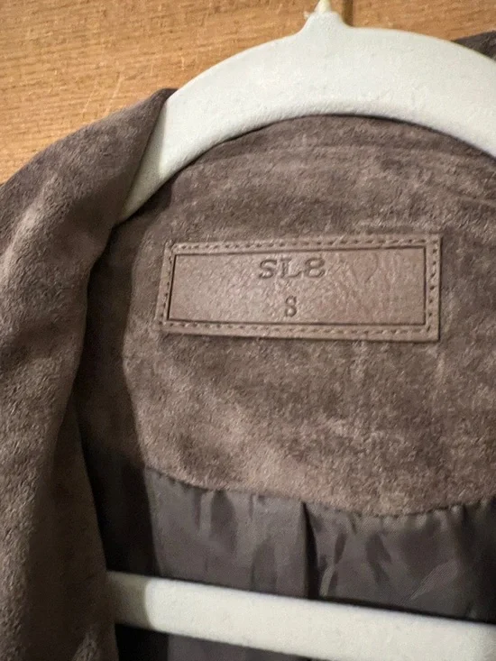 Suede Draped Moto Jacket - Taupe by S.L.B. - Picture 2 of 3